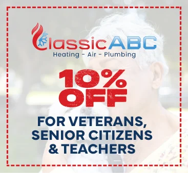 10% off for veterans, senior citizens and teachers at ClassicABC Heating & Air