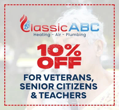 10% off for veterans, senior citizens and teachers at ClassicABC Heating & Air